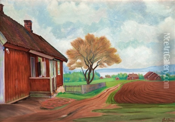 'sitpaa' - Maridalen (the House At Maridalen) Oil Painting - Harald Sohlberg