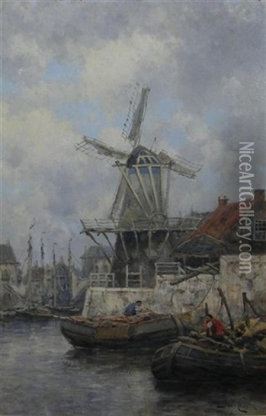 Vlaardingen Oil Painting - Hermanus Koekkoek the Younger