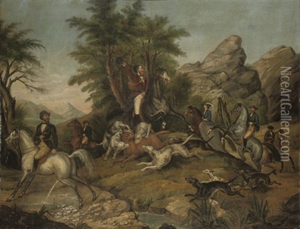 The Wolf Hunt Oil Painting - Victor-Jean Adam