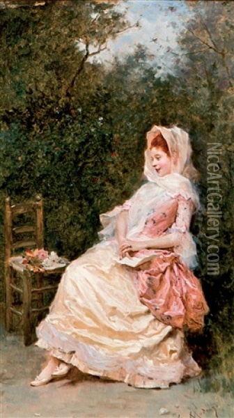 La Carta Oil Painting - Raimundo de Madrazo y Garreta