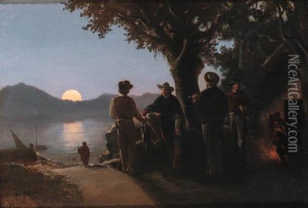 Humboldt On The Orinoco Oil Painting - F. De Canta
