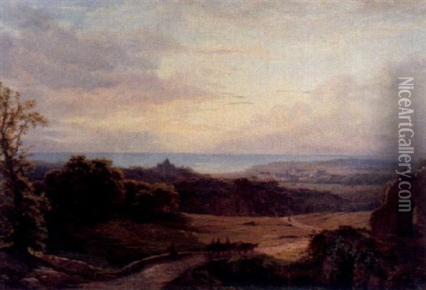 Grosse Landschaft Mit Blick Auf Das Meer Oil Painting - Abraham Sigmund A. von Bonstetten