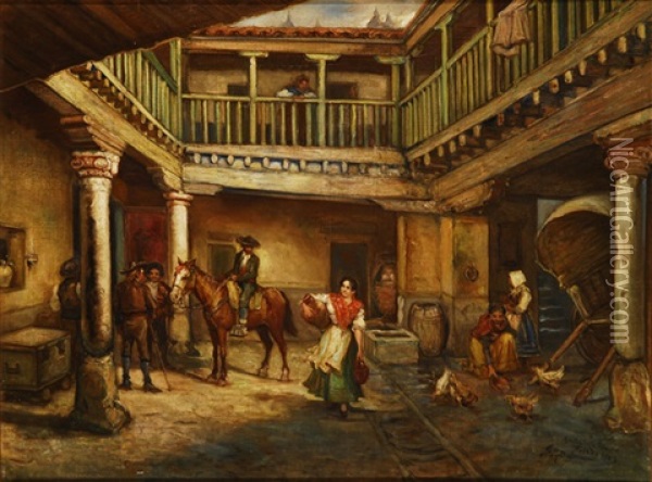 Posada De La Sangre, Toledo Oil Painting - Emilio Poy Dalmau