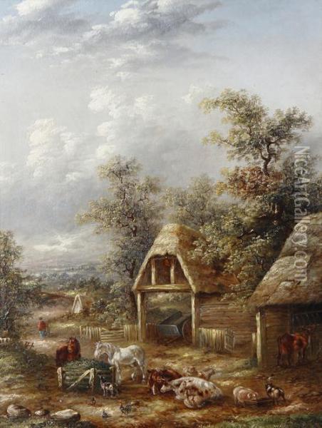 Farmyard Scene Oil Painting - Georgina Lara