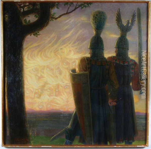 Des Nibelungenlied - An Hommage To Wagner Oil Painting - Friedrich Koenig