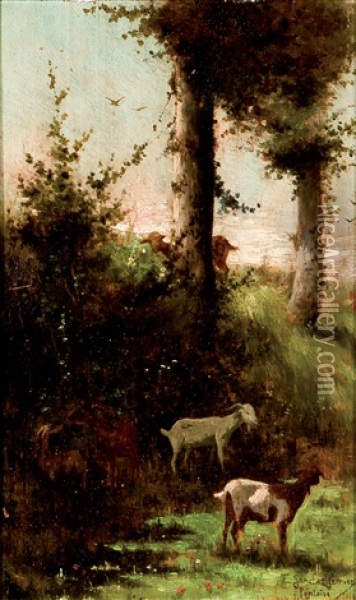 Paisaje Con Cabras. Pontoise Oil Painting - Emilio Sanchez-Perrier