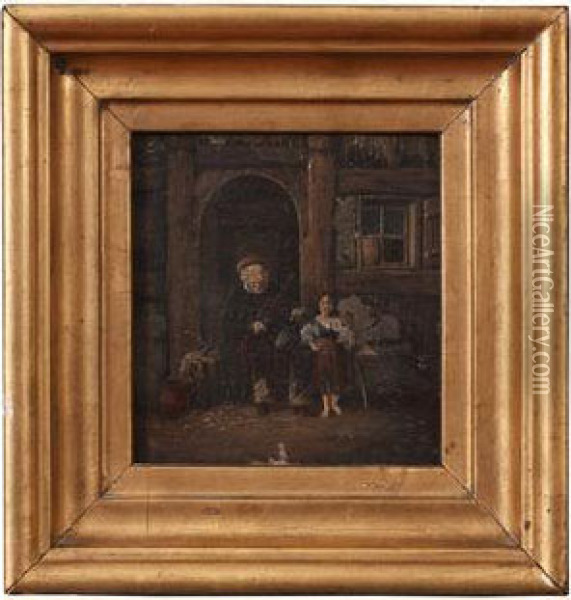 Spelemann Og Jente Oil Painting - Theodor Henrick Lundh