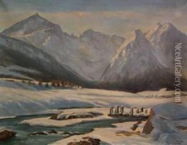 Wetterstein Alpspitze Oil Painting - Alois Pfund