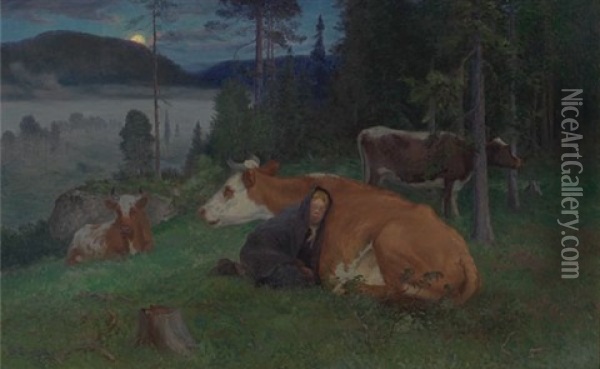 Pa Villgraes (pa Villstra) Oil Painting - Christian Eriksen Skredsvig