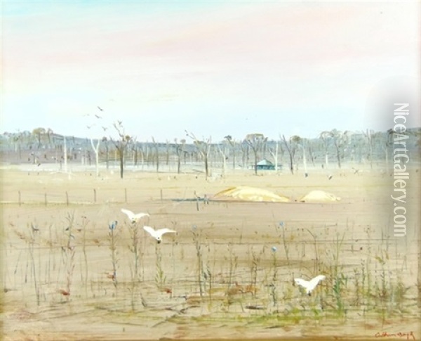 Landscape With Birds And Distant Building Oil Painting - Arthur Merric Boyd