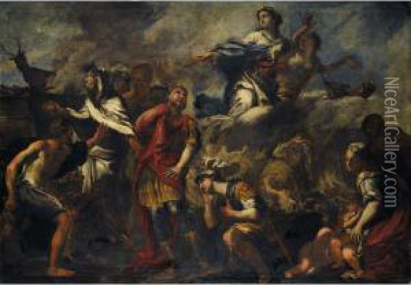 Sacrifice Of Iphigenia Oil Painting - Giovanni Battista Carlone
