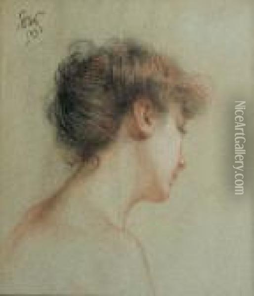 Popiersie Mlodej Kobiety Oil Painting - Stanislaw Wyspianski