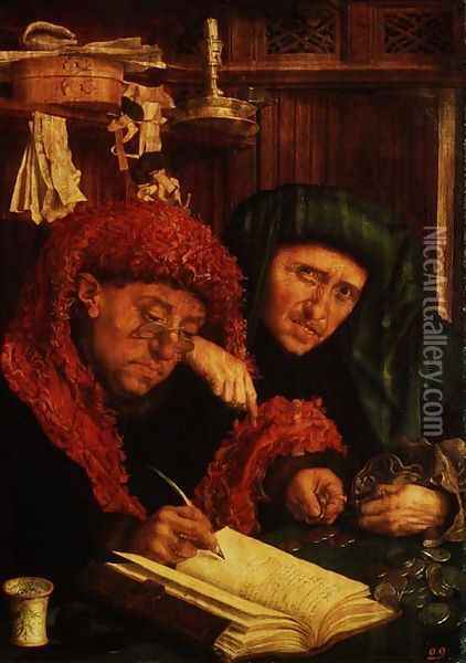 The Tax Collectors, 1550 Oil Painting - Marinus van Roejmerswaelen