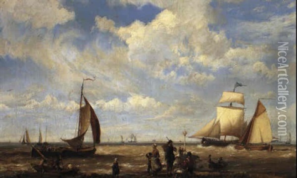 On The Dutch Coast Oil Painting - Hermanus Koekkoek the Elder