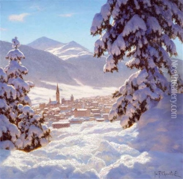 Winterlandschaft. St. Moritz Oil Painting - Ivan Fedorovich Choultse