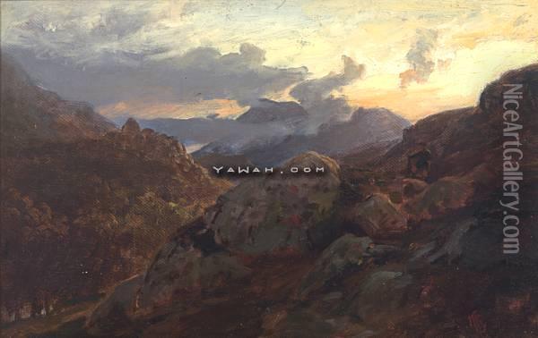 Abend Im Hochgebirge Oil Painting - Hans Fredrik Gude