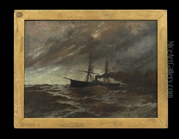 Steamship On A Stormy Sea Oil Painting - Bror Anders Wikstrom