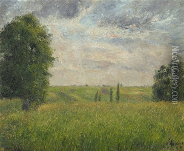 Soleil Couchant, Pontoise Oil Painting - Camille Pissarro