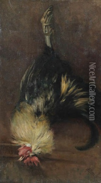 Nature Morte Avec Coq Mort Oil Painting - Florent Nicolas Crabeels