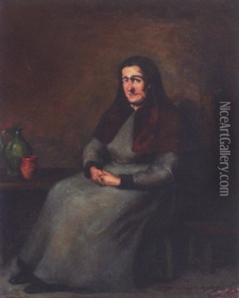 Portraet Af Siddende Dame Oil Painting - Theodule Ribot