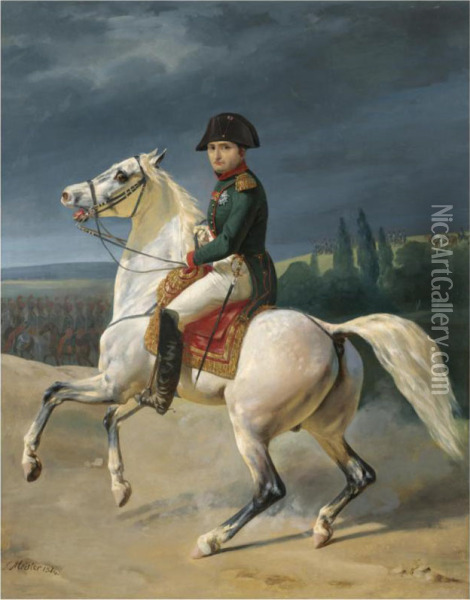 An Equestrian Portrait Of Napoleon Bonaparte Oil Painting - Simon Meister