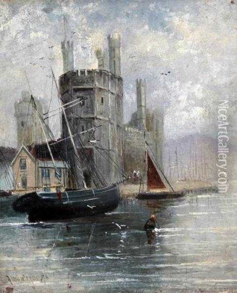 Caernarvon Castle Oil Painting - Alfred Montague