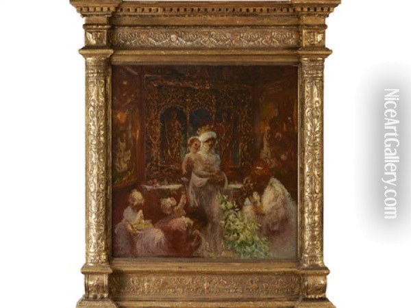 L'adoration De La Vierge Oil Painting - Gaston La Touche