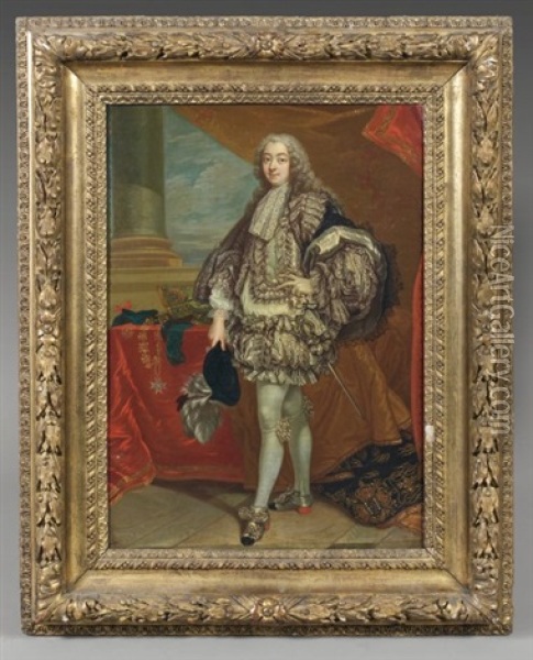 Portrait De Francois-joachim-bernard Potier, Duc De Gesvres, Marquis De Fontenay, En Habit De L'ordre Du Saint-esprit Oil Painting - Louis Michel van Loo