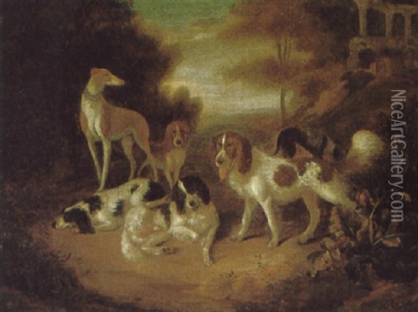 Jagdhunde In Einem Schlospark Oil Painting - Adriaen Cornelisz Beeldemaker