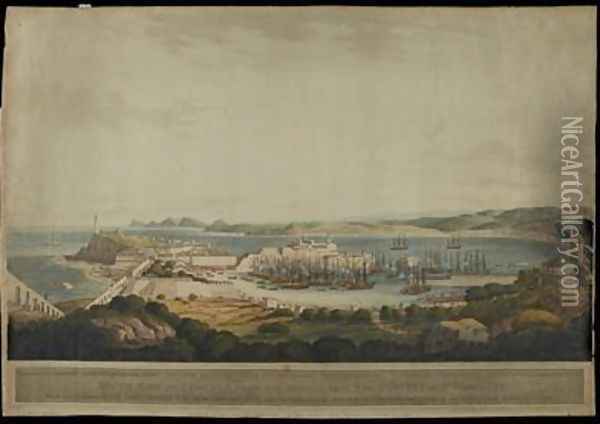 South View of Corunna from the Heights near the Convent of St Margaret Oil Painting - Lee, Francis