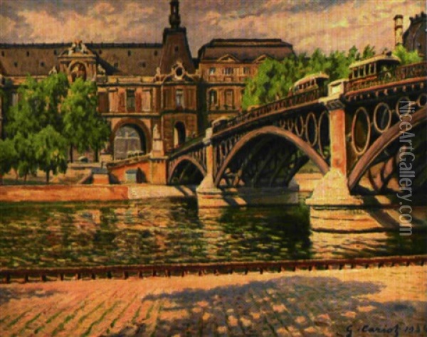 Le Pont Du Carroussel A Paris Oil Painting - Gustave Camille Gaston Cariot