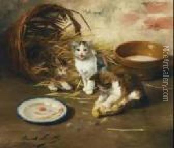 Instincts At Play Oil Painting - Alphonse de Neuville