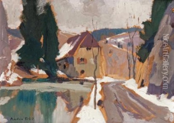 Scierie A La Gauffre (la Cluse-et-mijoux, Doubs Oil Painting - Andre Roz