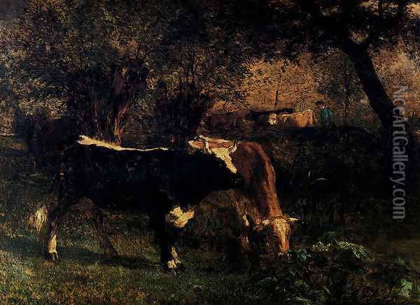 Vaches A L Abreuvoir Oil Painting - Constant Troyon