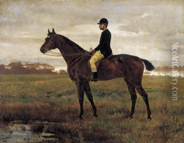Gentleman Riding In Autumn Landscape Oil Painting - Helene Buttner