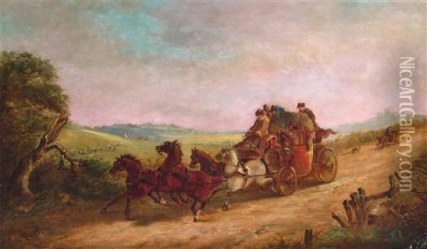 The Mail Coach Passing The Hunt Oil Painting - John Charles Maggs