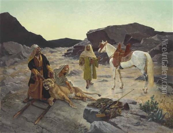 The Captured Lion Oil Painting - Rudolf Ernst