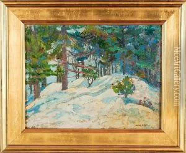 O/c Winter Treescape Oil Painting - Alfred Jansson