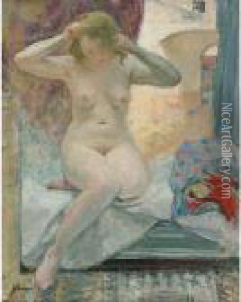 Nu Au Cannet Oil Painting - Henri Lebasque