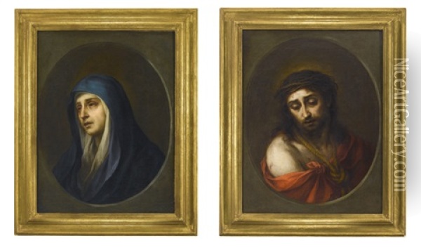 Ecce Homo; Mater Dolorosa (pair) Oil Painting - Bartolome Esteban Murillo