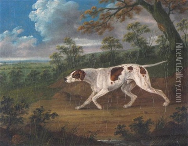 A Pointer In A Wooded Landscape Oil Painting - Sawrey Gilpin