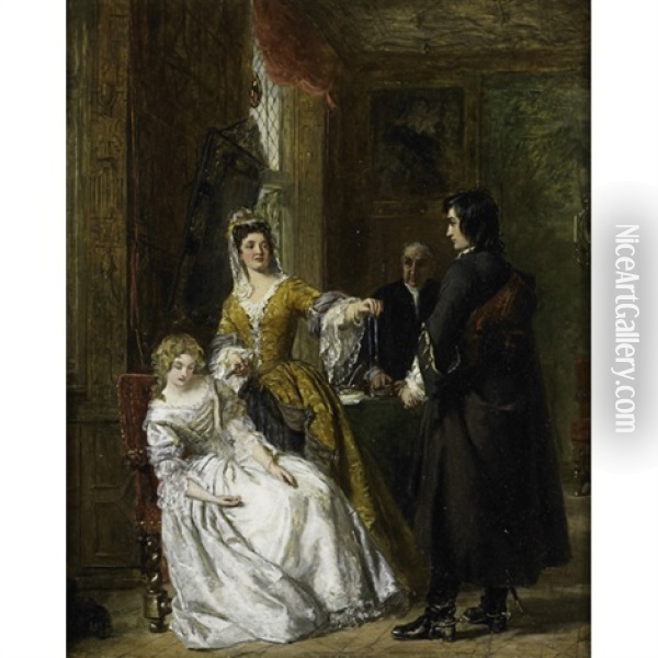 The Love Token (from Sir Walter Scotts The Bridge Of Lammermoor) Oil Painting - William Powell Frith