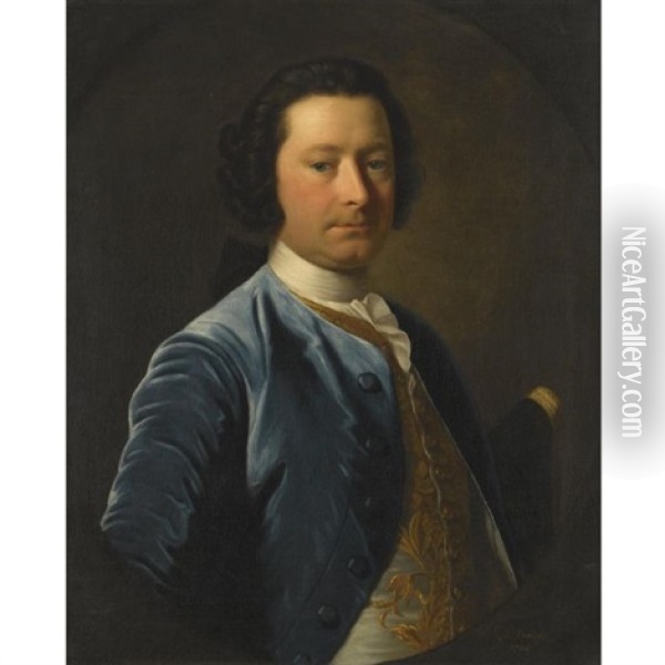 Portrait Of Colin Campbell Of Monzie, Wearing A Blue Coat Oil Painting - Allan Ramsay