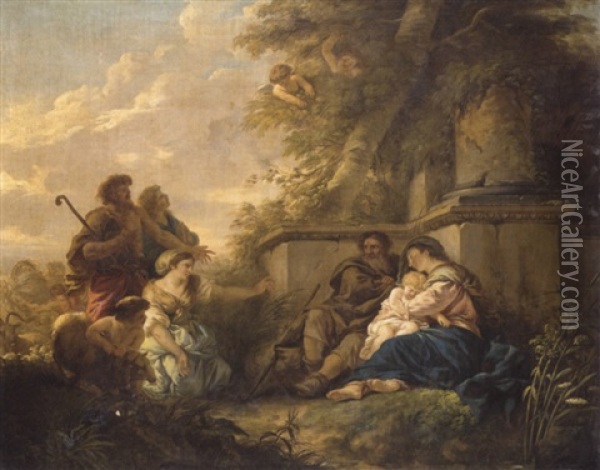 The Rest On The Flight Into Egypt Oil Painting - Jean Jacques Lagrenee the Younger