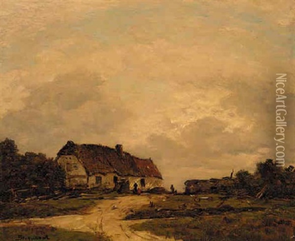 Le Ferme A Crotoy, Somme Oil Painting - Louis Braquaval