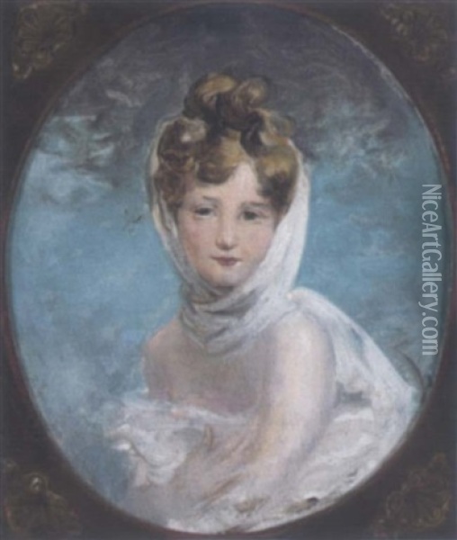 Portrait Einer Jungen Dame Mit Weisem Schleier Oil Painting - Adolf Pirsch