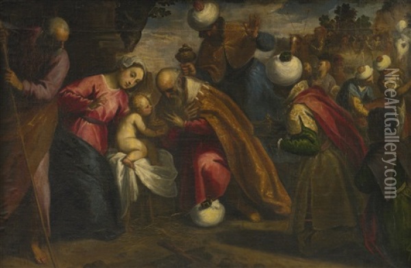 Adoration Of The Magi Oil Painting - Jacopo Palma il Vecchio