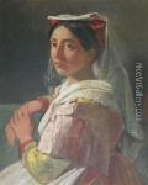 Jeune Italienne Oil Painting - Achille Jacques Jean Marie Deveria