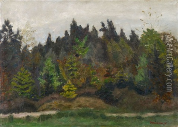 Surheide. Verso: Landschaft Mit Fischen, Allgau Oil Painting - Otto Modersohn