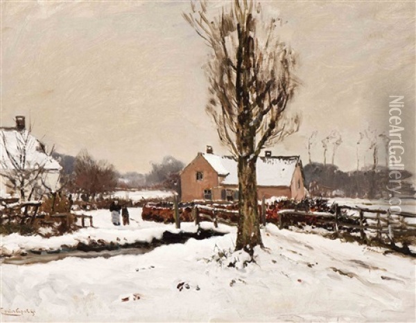 The Biljoen Estate In Velp In Winter Oil Painting - Louis Apol